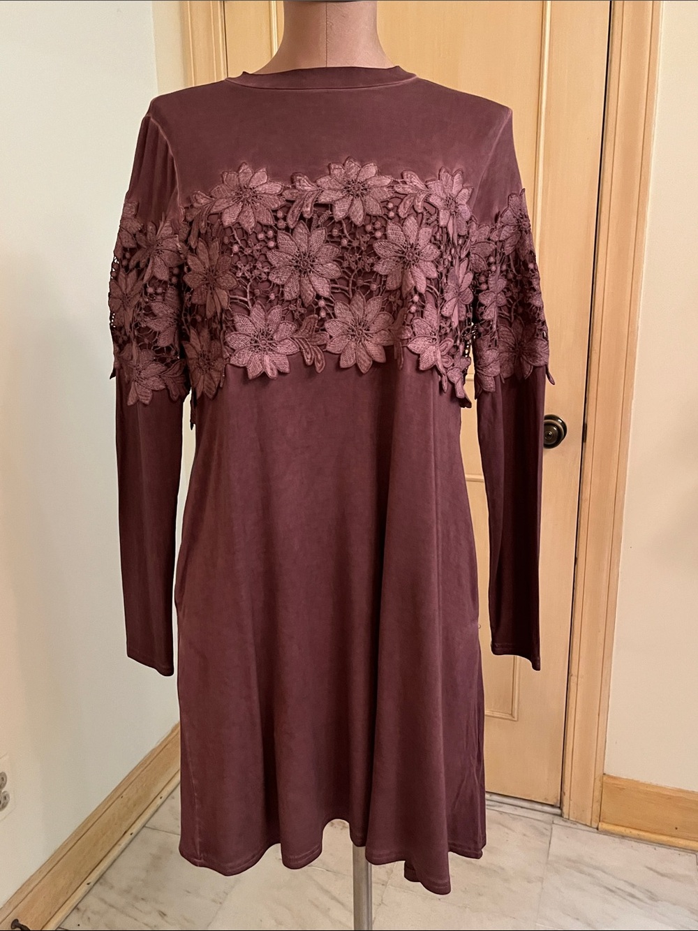 ANDREE BY UNIT Ren Fair Goblin Granola Embroidered Lace Floral Stretch Dress S
